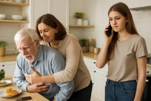 Choking Emergency in Family Kitchen
